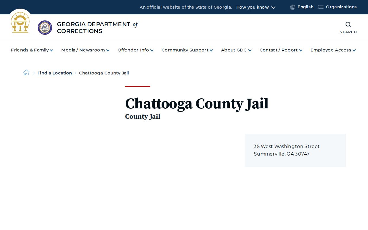 Chattooga County Jail release records location listing