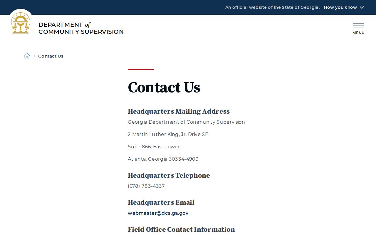 Chattooga County parole and probation DCS contact page